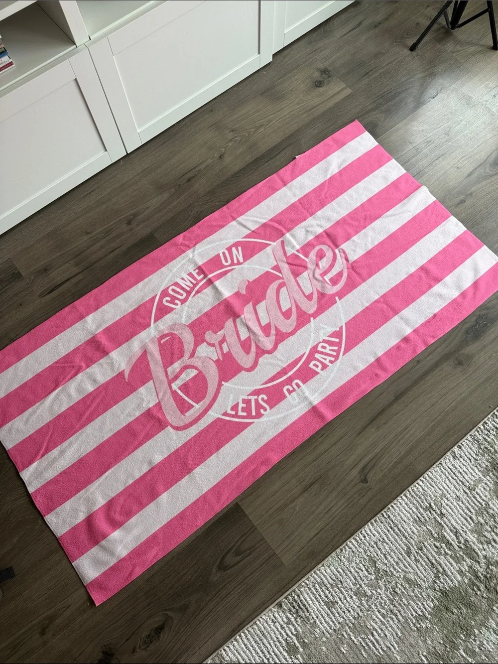 Barbie Bride Pink & White Striped Beach Towel